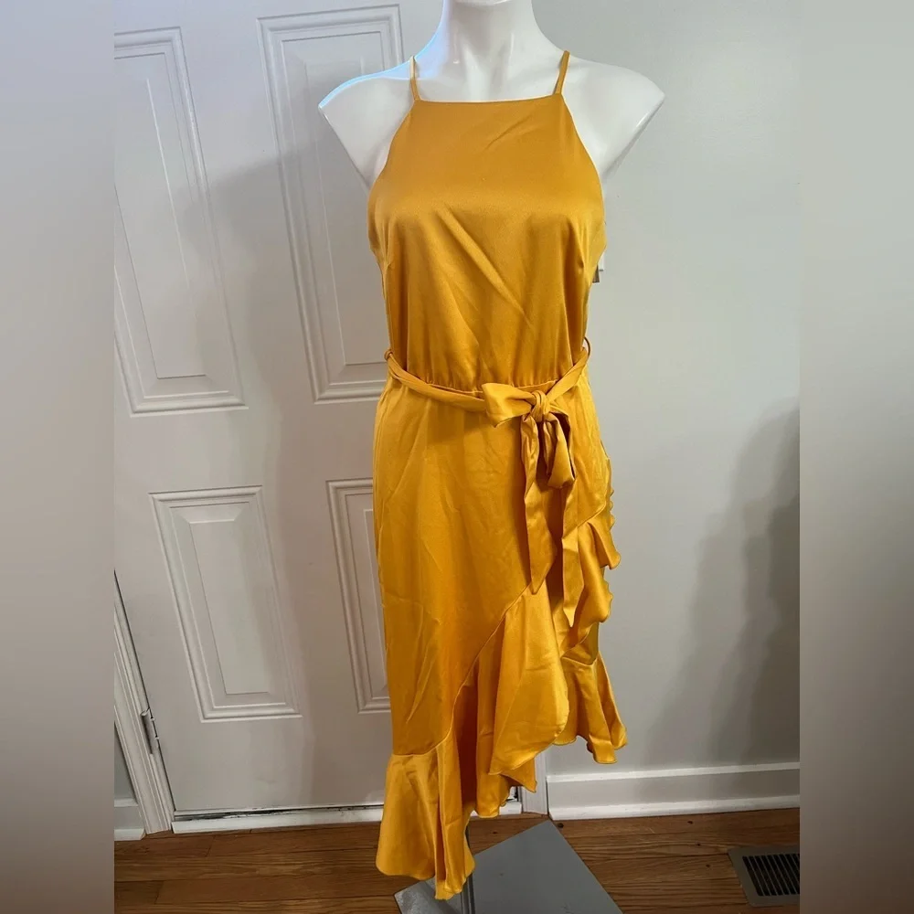 Gold Asymmetrical Ruffled Halter Sundress -Stylecheat ASOS - Picture 2 of 5